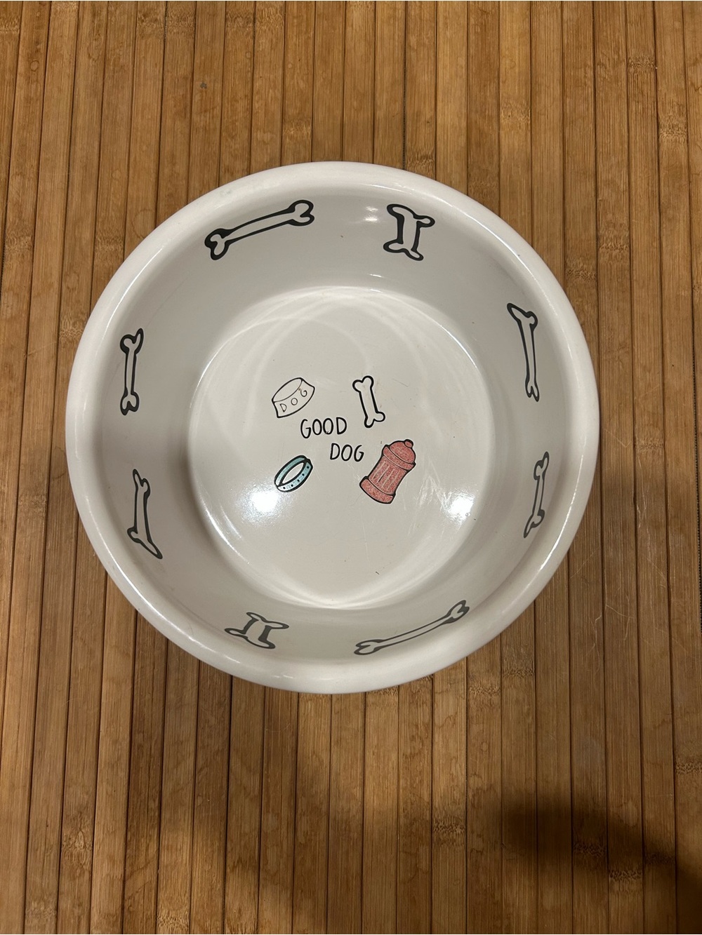 RIVERA VAN BEERS BY Signature Blue & Red Dog Patterned Stoneware Food/Water Bowl